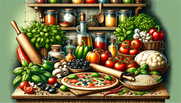 Artwork of Pizza Ingredients