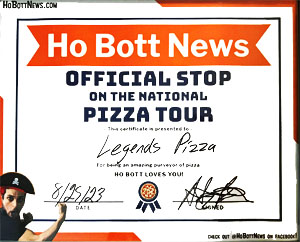 Ho Bott News Pizza Tour Legends Pizza Certificate